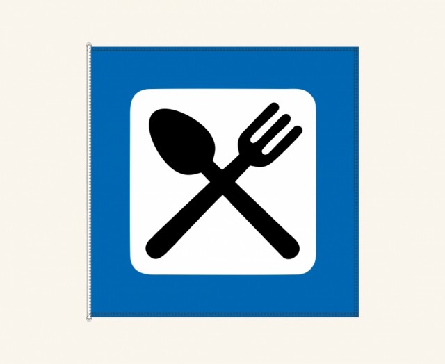 Kniv og gaffel-flagg eller serviceflagg for spisesteder fra Vestflagg 